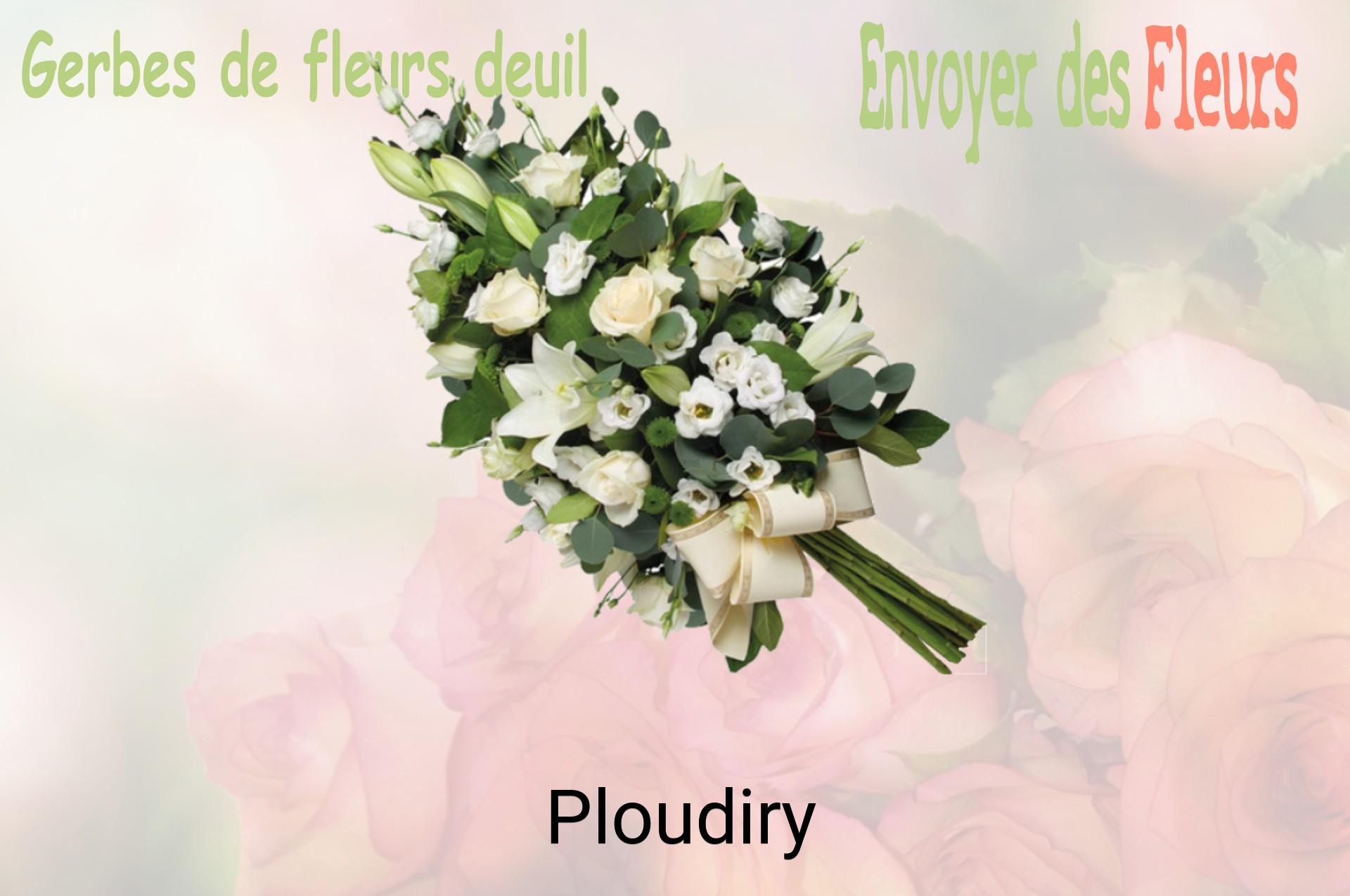 Gerbe de fleurs de deuil livrée à Ploudiry